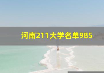 河南211大学名单985