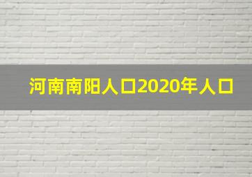 河南南阳人口2020年人口