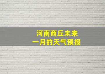 河南商丘未来一月的天气预报