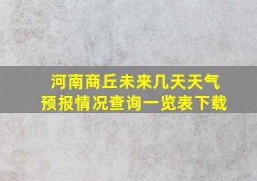 河南商丘未来几天天气预报情况查询一览表下载