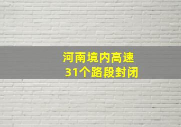 河南境内高速31个路段封闭