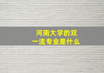 河南大学的双一流专业是什么