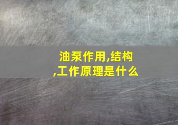 油泵作用,结构,工作原理是什么