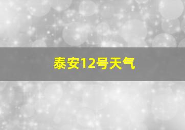 泰安12号天气