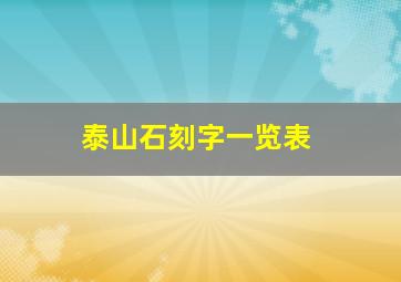 泰山石刻字一览表