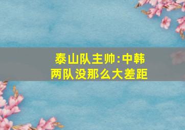 泰山队主帅:中韩两队没那么大差距