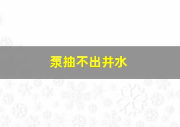 泵抽不出井水