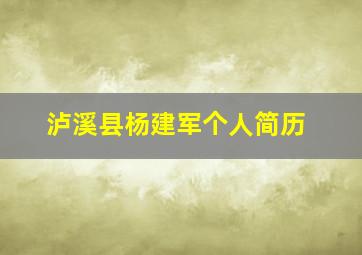 泸溪县杨建军个人简历