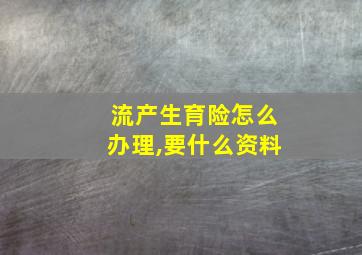 流产生育险怎么办理,要什么资料