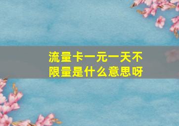 流量卡一元一天不限量是什么意思呀