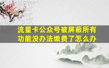 流量卡公众号被屏蔽所有功能没办法缴费了怎么办