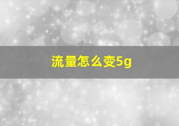 流量怎么变5g