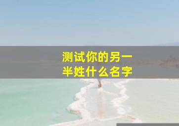 测试你的另一半姓什么名字