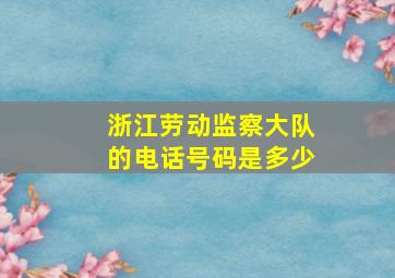 浙江劳动监察大队的电话号码是多少