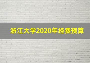 浙江大学2020年经费预算