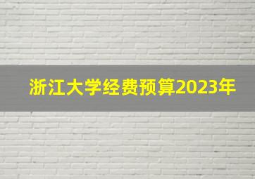 浙江大学经费预算2023年