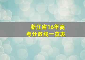 浙江省16年高考分数线一览表