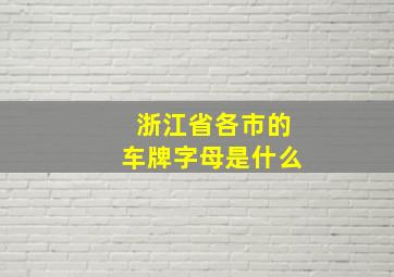 浙江省各市的车牌字母是什么