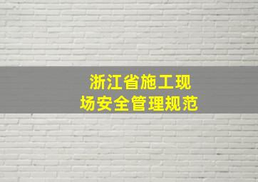 浙江省施工现场安全管理规范