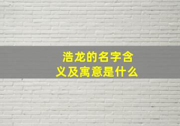 浩龙的名字含义及寓意是什么