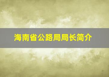 海南省公路局局长简介