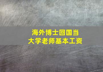 海外博士回国当大学老师基本工资