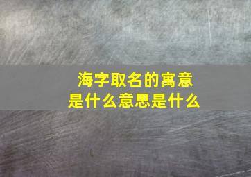 海字取名的寓意是什么意思是什么