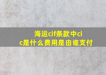 海运cif条款中cic是什么费用是由谁支付