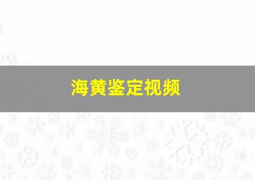 海黄鉴定视频