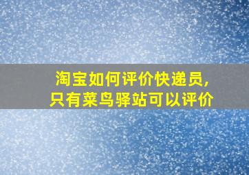 淘宝如何评价快递员,只有菜鸟驿站可以评价