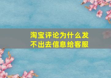 淘宝评论为什么发不出去信息给客服