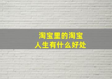 淘宝里的淘宝人生有什么好处