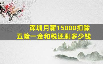 深圳月薪15000扣除五险一金和税还剩多少钱