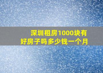 深圳租房1000块有好房子吗多少钱一个月