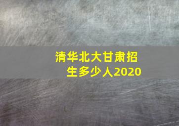 清华北大甘肃招生多少人2020