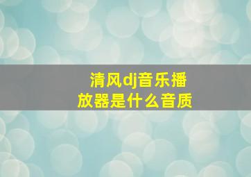 清风dj音乐播放器是什么音质