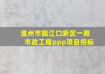 温州市瓯江口新区一期市政工程ppp项目招标