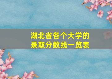 湖北省各个大学的录取分数线一览表