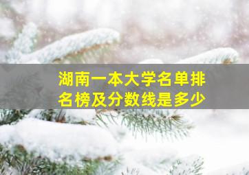 湖南一本大学名单排名榜及分数线是多少