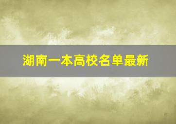 湖南一本高校名单最新