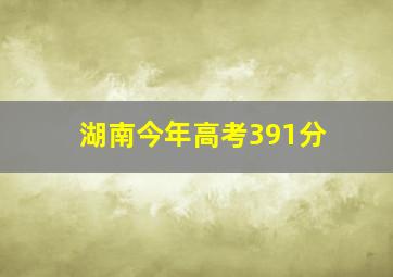 湖南今年高考391分