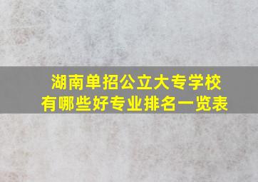 湖南单招公立大专学校有哪些好专业排名一览表