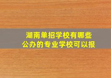 湖南单招学校有哪些公办的专业学校可以报