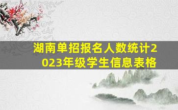 湖南单招报名人数统计2023年级学生信息表格