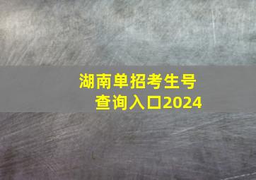 湖南单招考生号查询入口2024