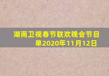 湖南卫视春节联欢晚会节目单2020年11月12日