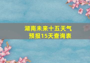 湖南未来十五天气预报15天查询表