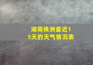 湖南株洲最近15天的天气情况表