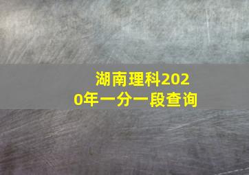 湖南理科2020年一分一段查询