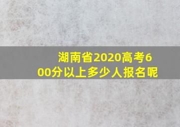 湖南省2020高考600分以上多少人报名呢